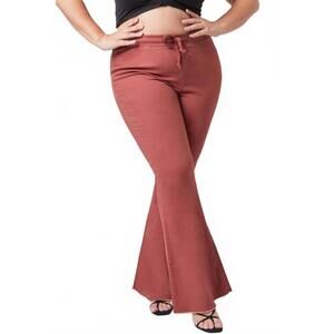 NEW YMI chloe pull on fray flare jeans - plus in redwood